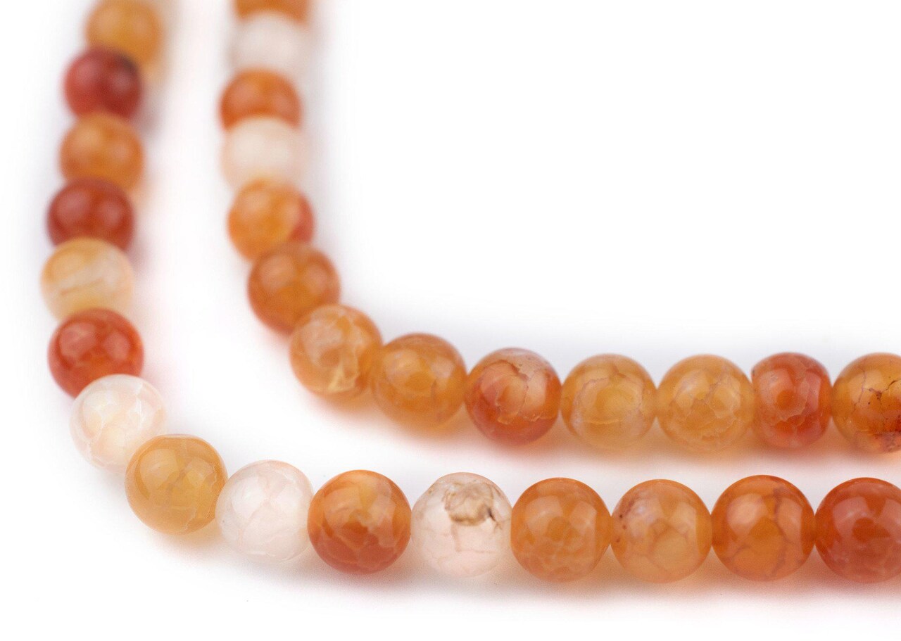 The Bead Chest Round Carnelian Beads (6mm): Organic Gemstone Round Spherical Energy Stone Healing Power Crystal for Jewelry Bracelet Mala Necklace Making